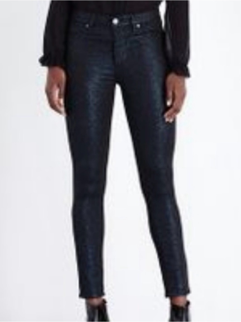 PAIGE Hoxton Skinny Metallic Rose Gold Sparkle Coated Jeans Size 29